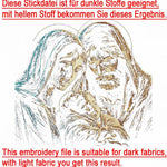 Stickdatei Maria Jesus Josef - realistisch - FÜR DUNKLE STOFFE - Sewando