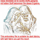 Stickdatei Maria Jesus Josef - realistisch - FÜR DUNKLE STOFFE - Sewando