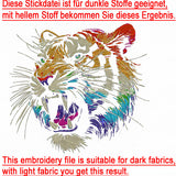 Stickdatei Tiger "Ervin" - realistisch - FÜR DUNKLE STOFFE