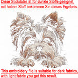 Stickdatei Biewer Yorkshire Terrier "Noel" - realistisch - FÜR DUNKLE STOFFE