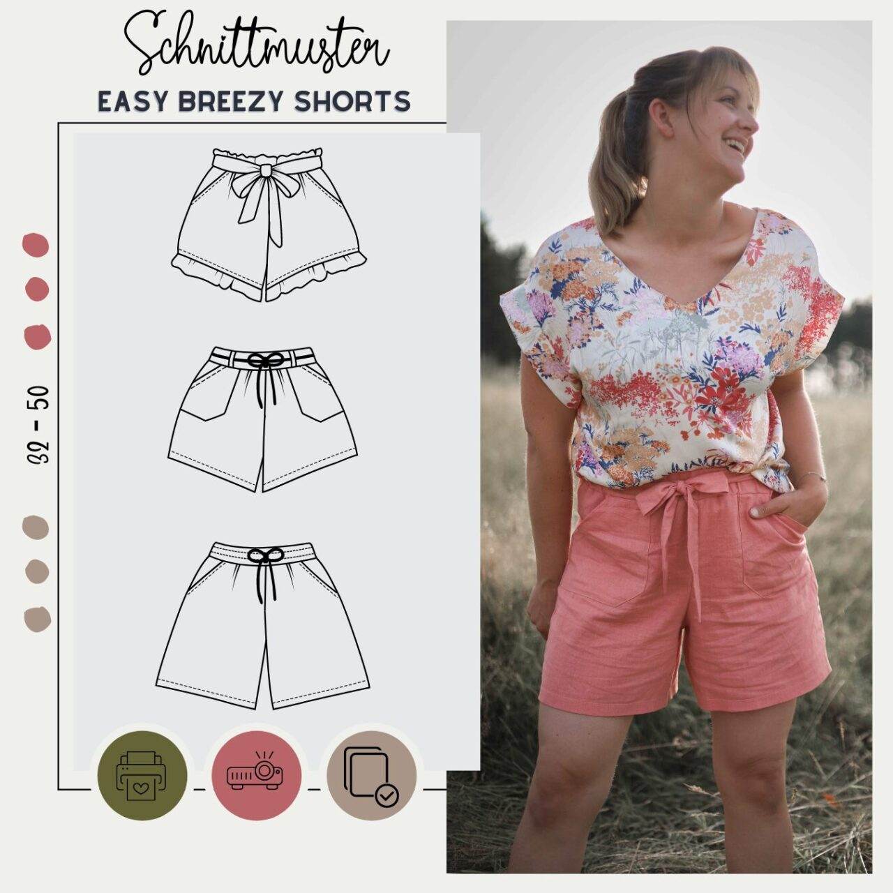 Schnittmuster EASY BREEZY SHORTS WOMAN 32-50 - Sewando