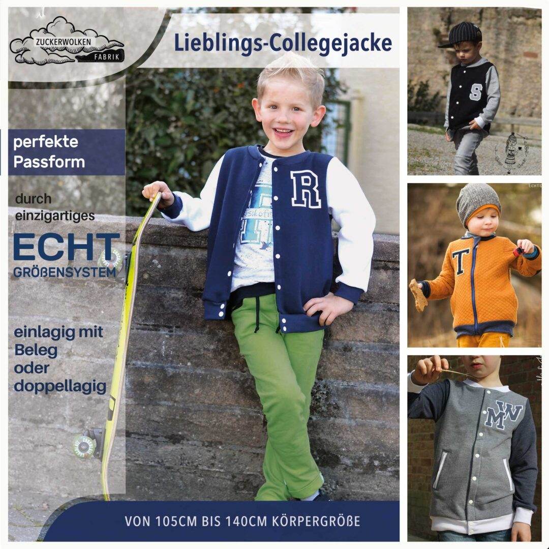 Lieblings-Collegejacke, Sweatjacke - C: Familien-Sparpaket für 69cm-140cm Körpergröße - Sewando