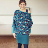 Schnittmuster Kleid, Shirt mit Fledermausärmeln GULA (34-52) : - Sewando