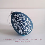 Plotterdatei Ostereier 3 blumige Ei-Designs - Sewando