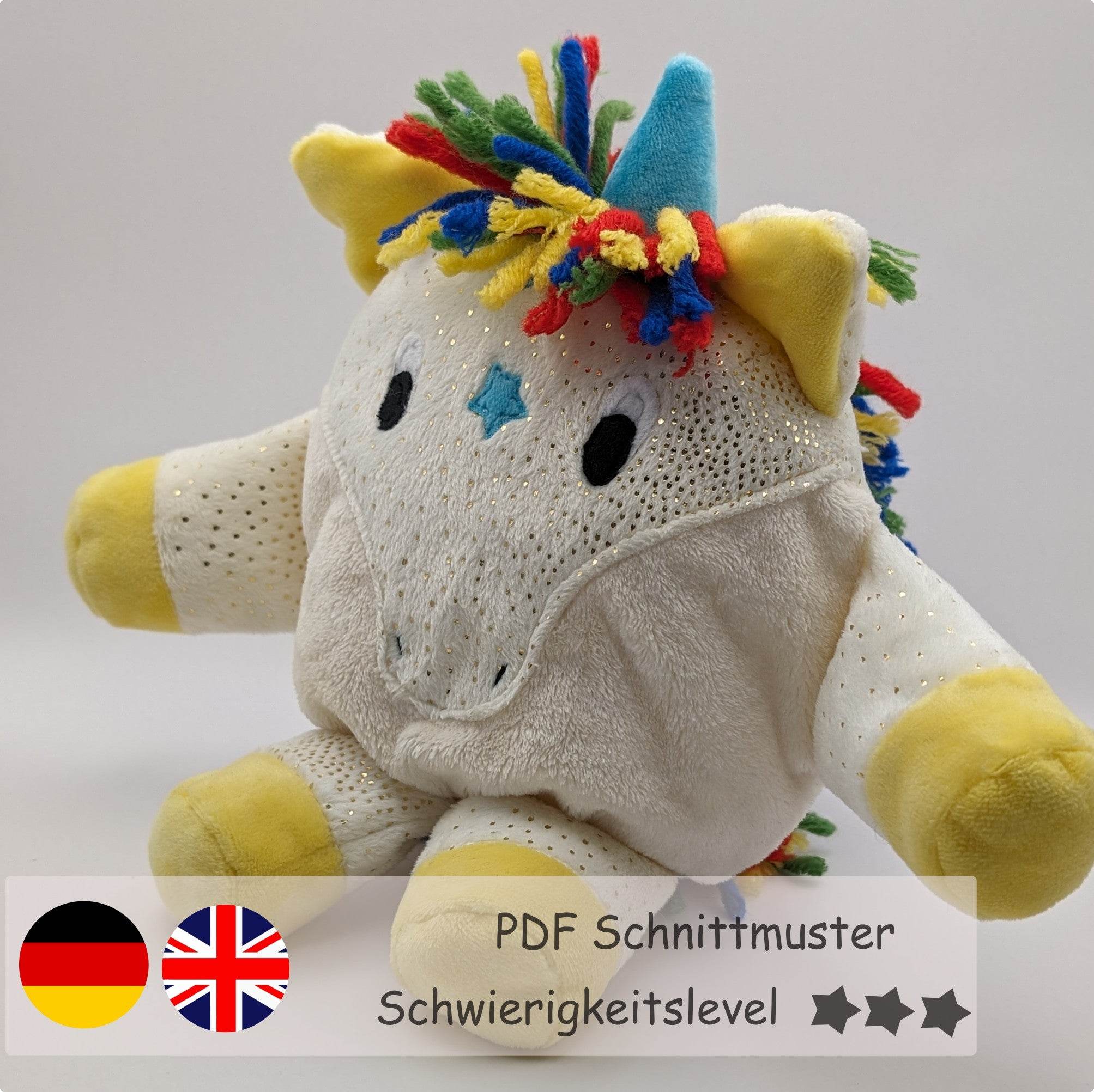 Wendekuscheltier Krempeltierseite Einhorn Level 3 - Nähanleitung und Schnittmuster - Sewando