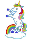 Stickdatei Einhorn stehend auf einer Wolke mit Regenbogen - Sewando