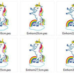 Stickdatei Einhorn stehend auf einer Wolke mit Regenbogen - Sewando