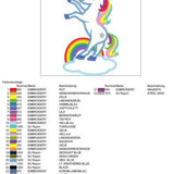 Stickdatei Einhorn stehend auf einer Wolke mit Regenbogen - Sewando