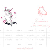 Einhorn Stickdatei, fröhliches Doodle Kindermotiv für deine Stickmaschine