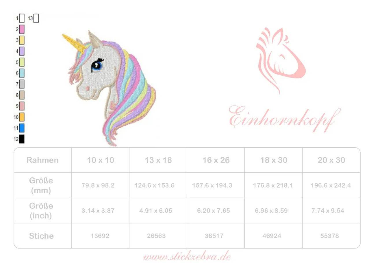 Einhorn Stickdatei, zauberhaftes Kindermotiv für deine Stickmaschine - Sewando