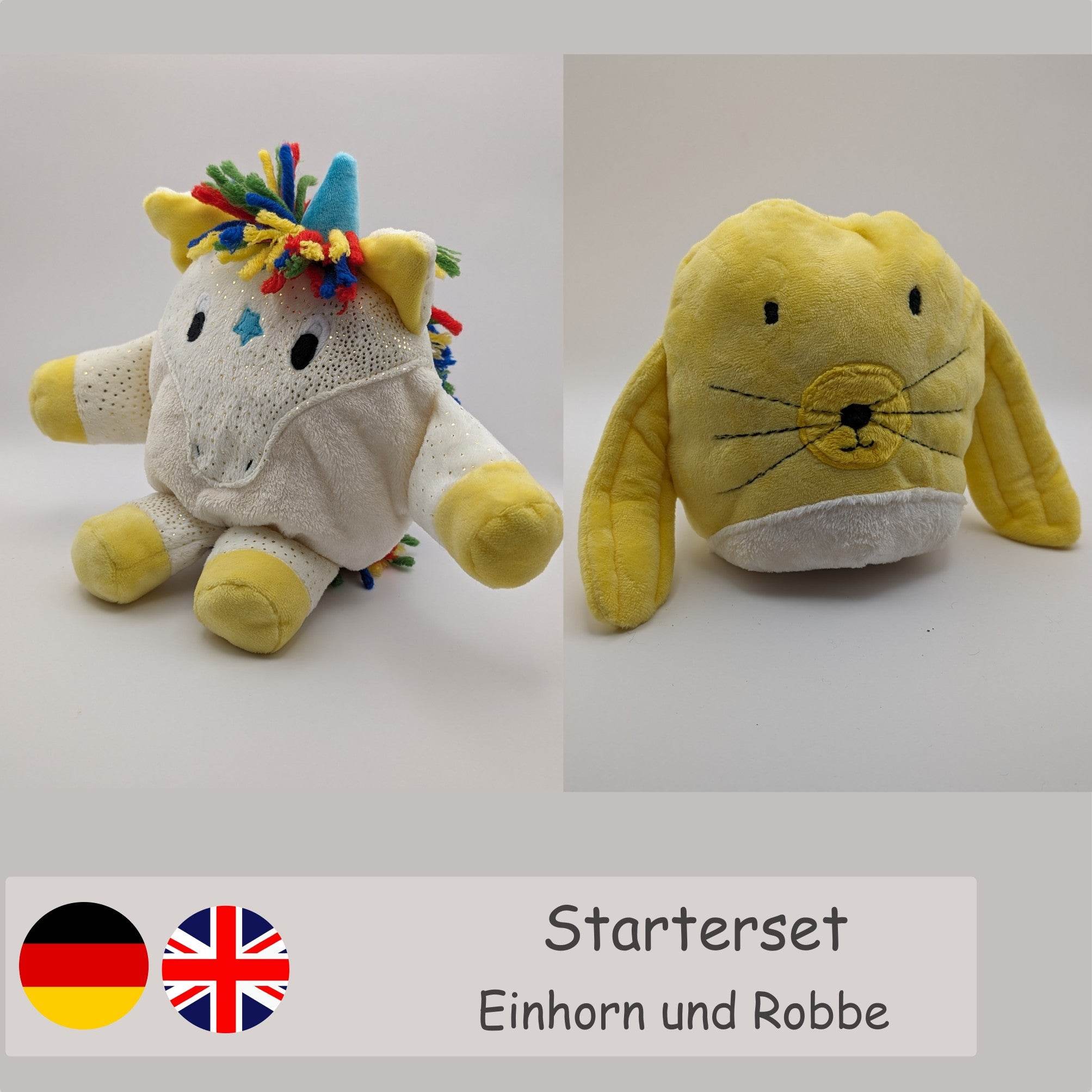 Starterset Wendekuscheltier Robbe Level 1 und Einhorn Level 3 - Sewando