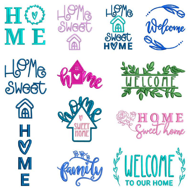 Stickdatei Set Home Deko Schriftzüge und Stabdeko - Sewando