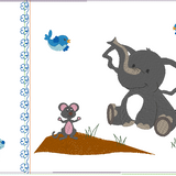 Stickdatei Kissen und Lätzchen SET ITH Elefant mit Maus