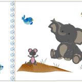 Stickdatei Kissen und Lätzchen SET ITH Elefant mit Maus