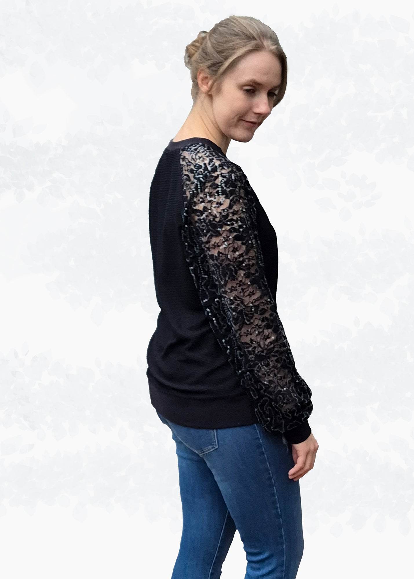 Schnittmuster Elina – Strickkleid & Raglan-Pullover mit Puffärmeln Gr. 34-50 / BU 80-116 - Sewando