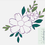 Stickdatei Doodle Applikation - Blume Amalia -  6 Größen 5 Dateiformate - Inkl. Anleitung