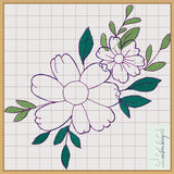 Stickdatei Doodle Applikation - Blume Amalia -  6 Größen 5 Dateiformate - Inkl. Anleitung