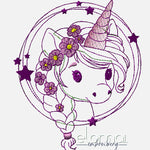 Stickdatei Doodle Applikation Einhorn Miri Button - Elomai