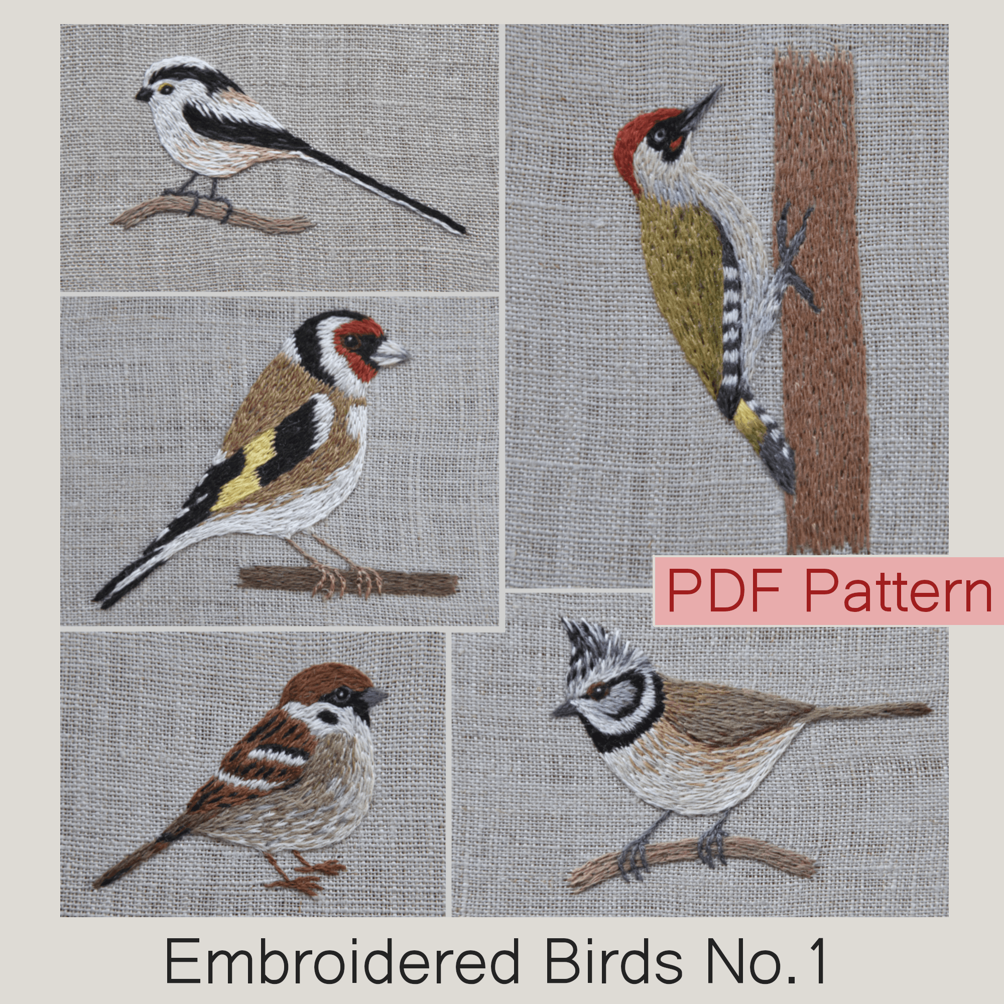 Hand embroidery pattern/ Handstickerei: EMBROIDERED BIRDS NO. 1 - Sewando