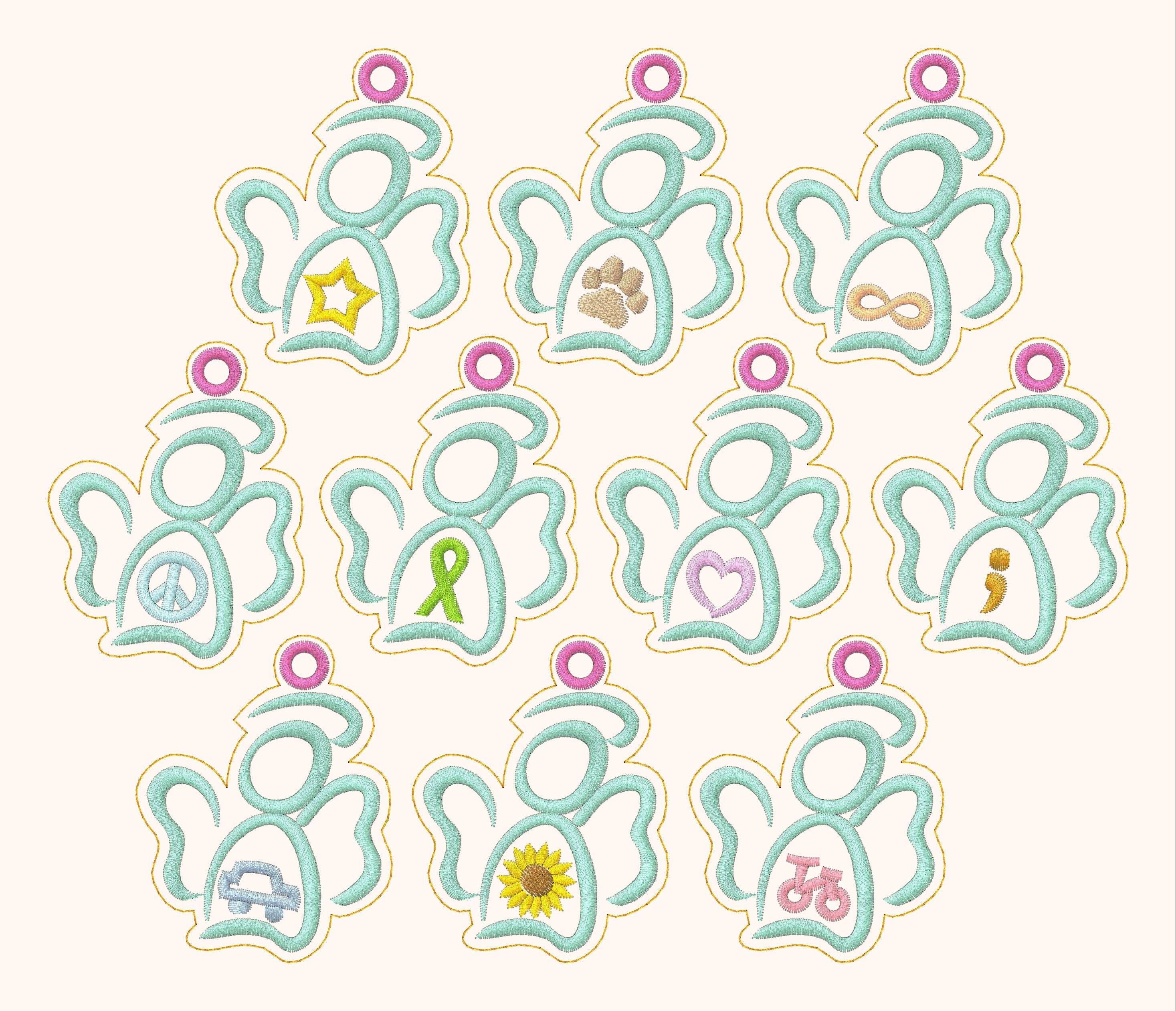 10x Stickdatei Schutzengel Achtsamkeit - Sewando