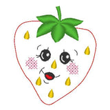 Stickdatei - 6 Erdbeeren mit Gesicht (Doodle-Applikation) - Sewando