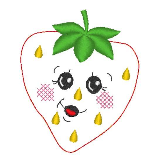 Stickdatei - 6 Erdbeeren mit Gesicht (Doodle-Applikation) - Sewando
