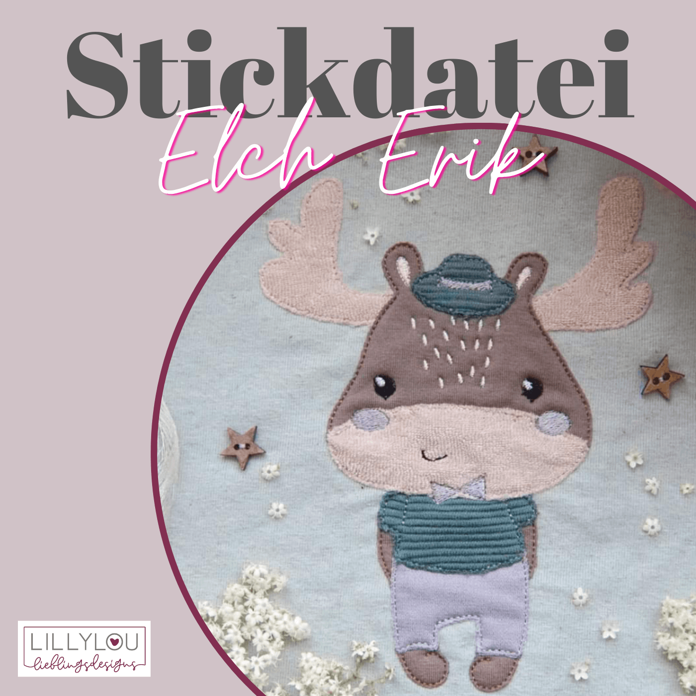 Stickdatei - Elch Erik - Sewando