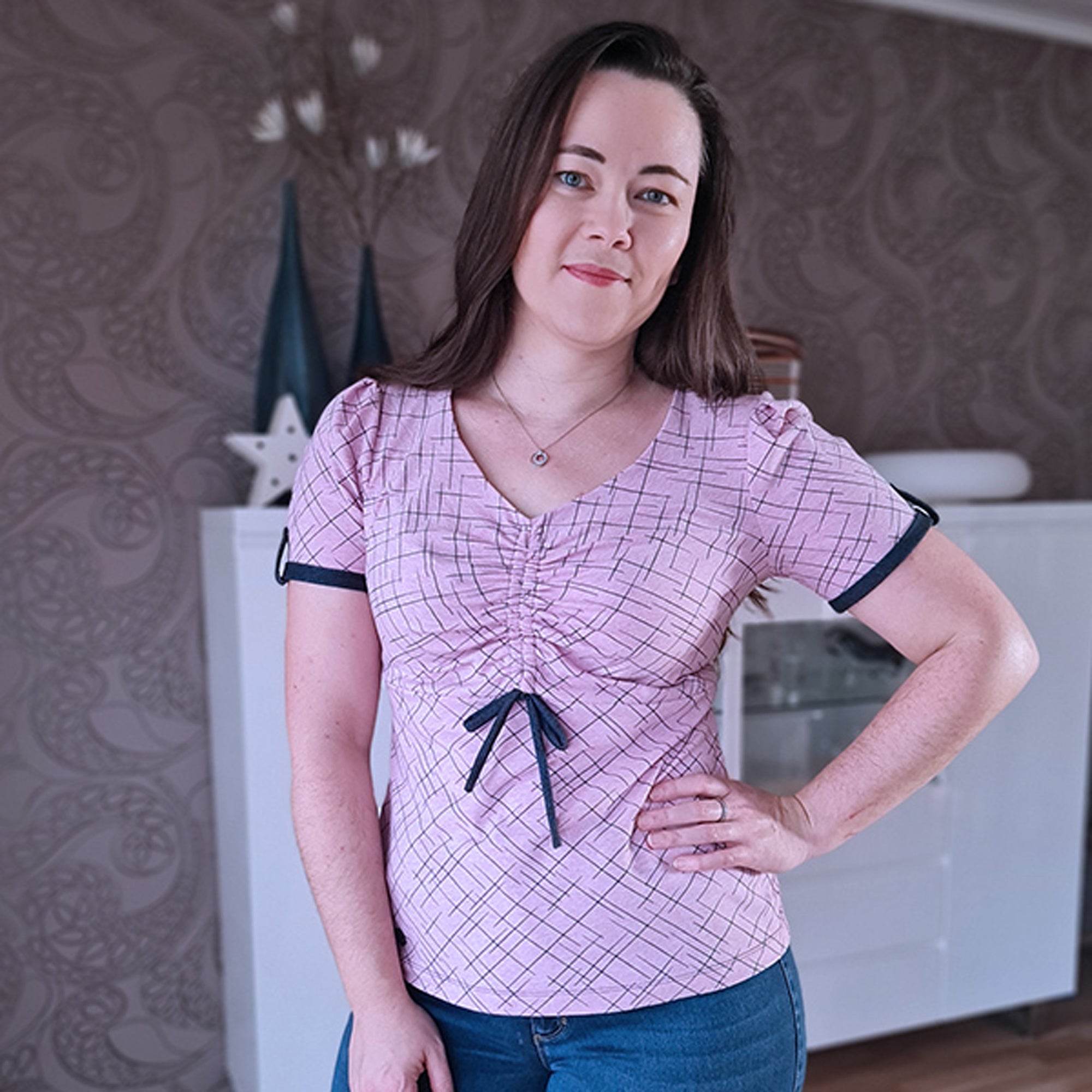 Schnittmuster ESA - Kleid oder Shirt mit Raffung vorne und Ärmelvarianten Gr. 34-54 - Sewando