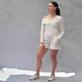 One-shoulder Top, Top mit lange Ärmeln, Shirt , Sweatshirt, Größe 34 - 50 - Sewando