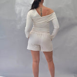 One-shoulder Top, Top mit lange Ärmeln, Shirt , Sweatshirt, Größe 34 - 50 - Sewando