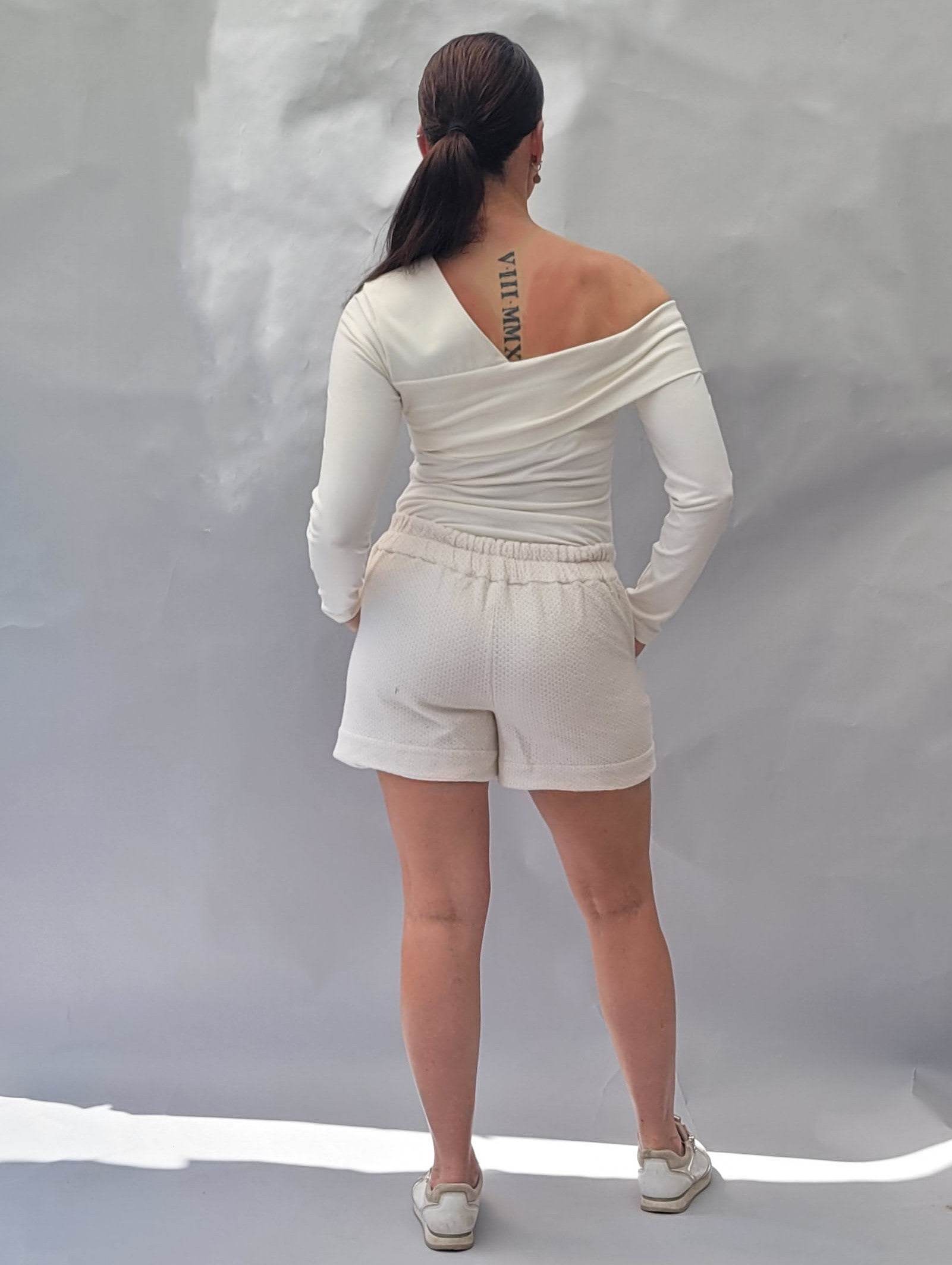 One-shoulder Top, Top mit lange Ärmeln, Shirt , Sweatshirt, Größe 34 - 50 - Sewando