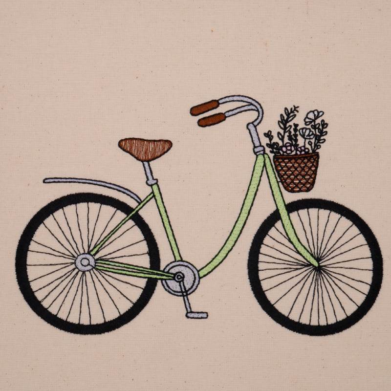 Stickdatei Fahrrad mit Blumenkorb - Sewando