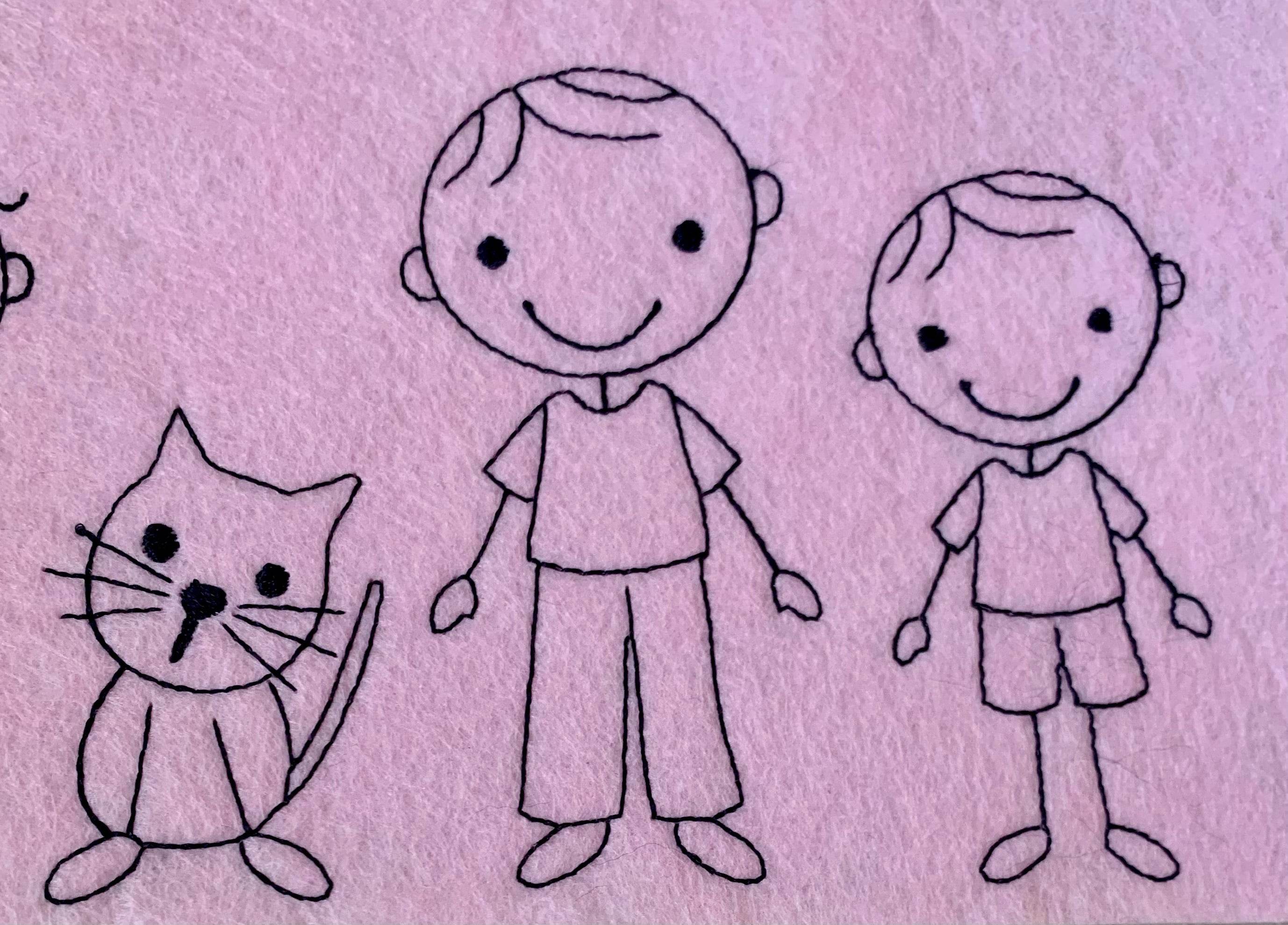 Stickdatei Strichmännchen Familie Set 196 - Sewando