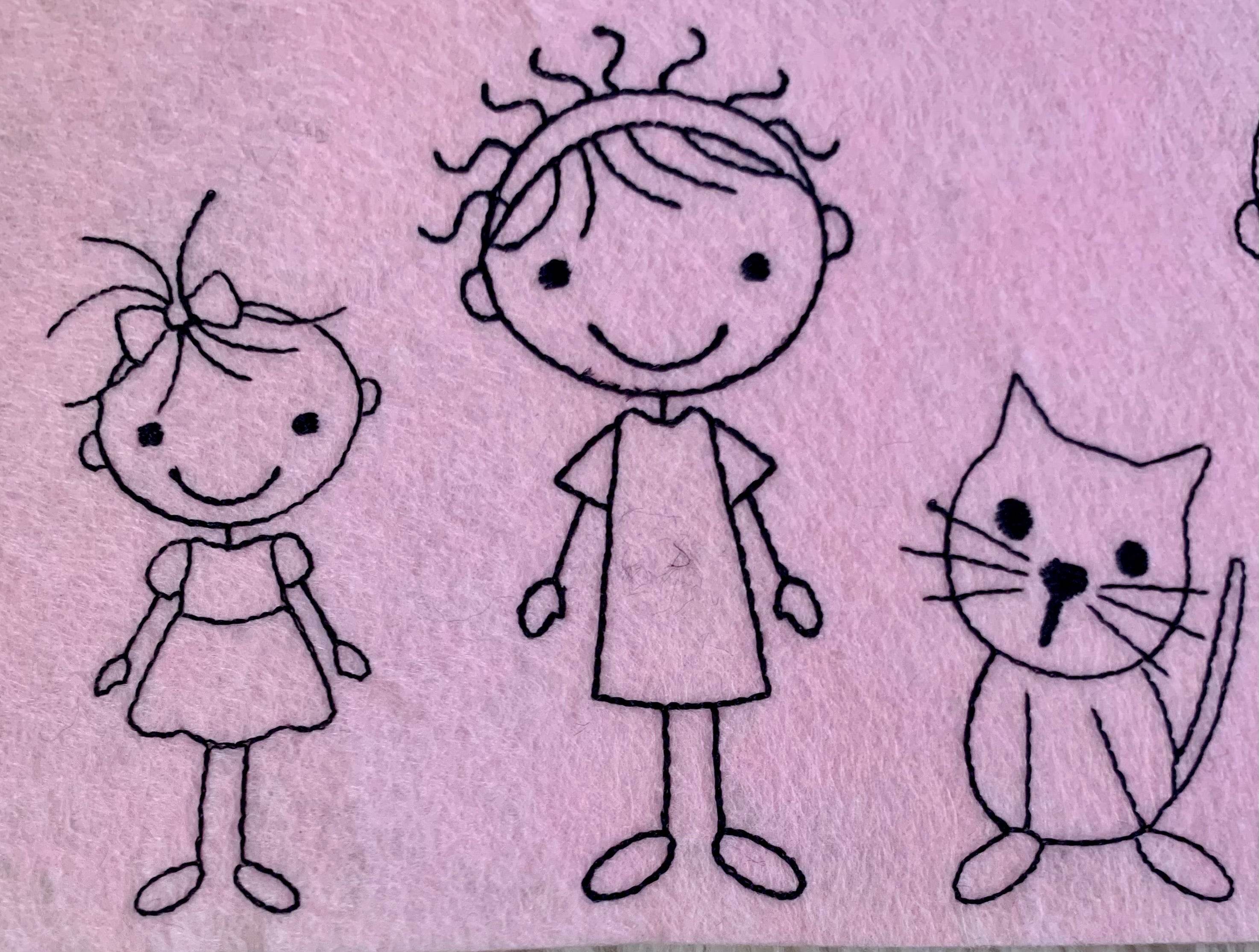 Stickdatei Strichmännchen Familie Set 196 - Sewando