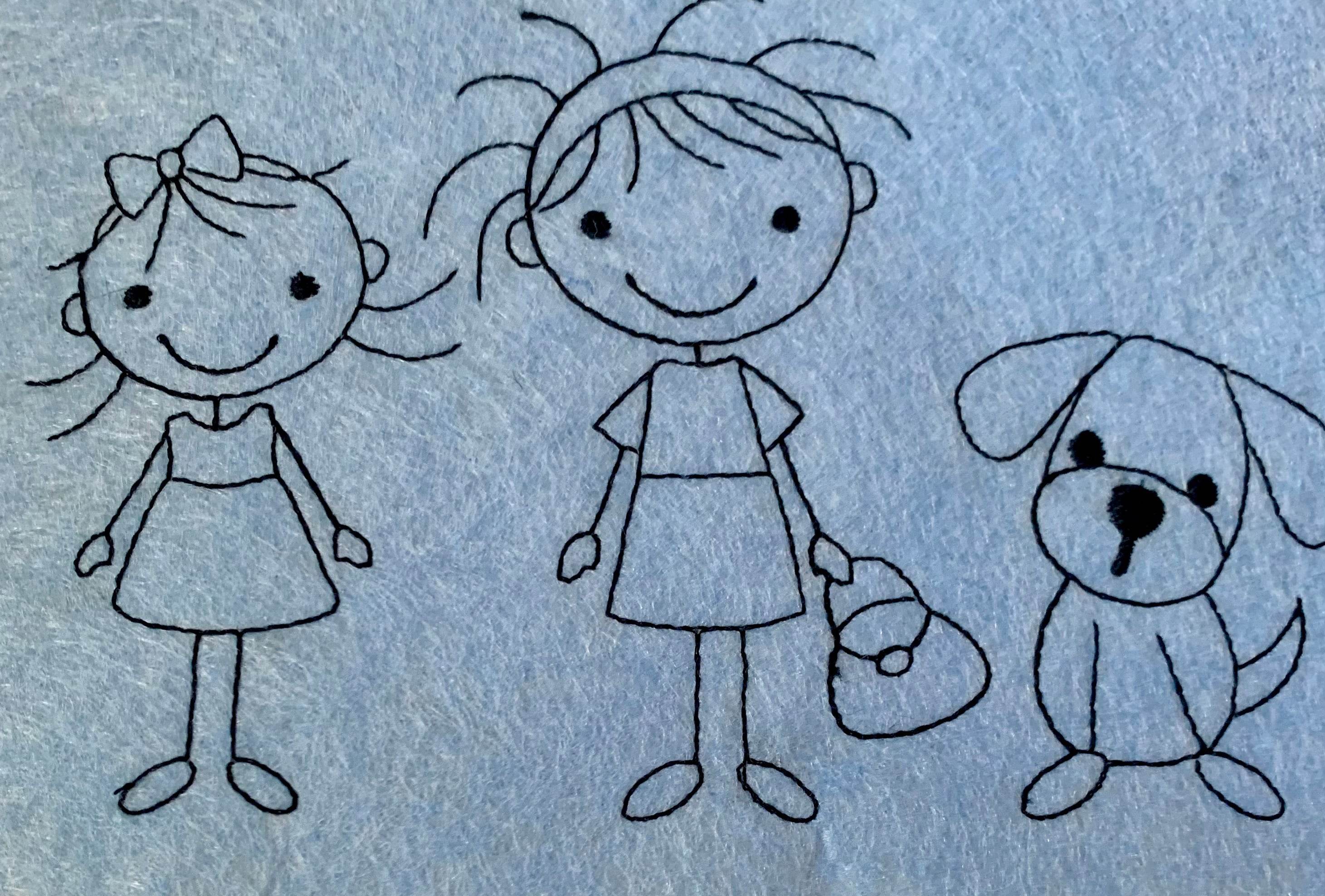 Stickdatei Strichmännchen Familie Set 196 - Sewando