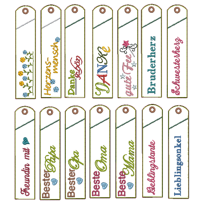 Stickdatei Stifteetui ITH Familie Danke für einen Kugelschreiber XL SET - Sewando