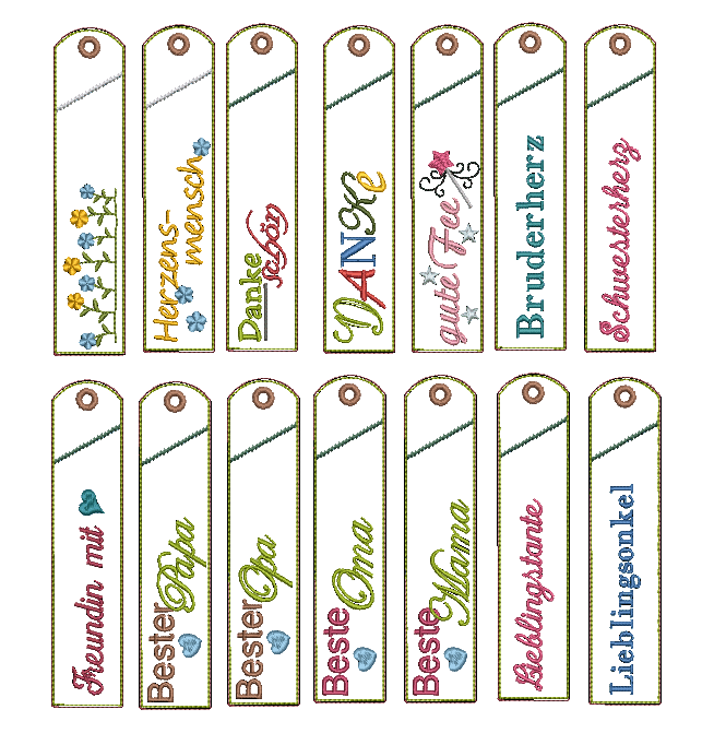 Stickdatei Stifteetui ITH Familie Danke für einen Kugelschreiber XL SET - Sewando