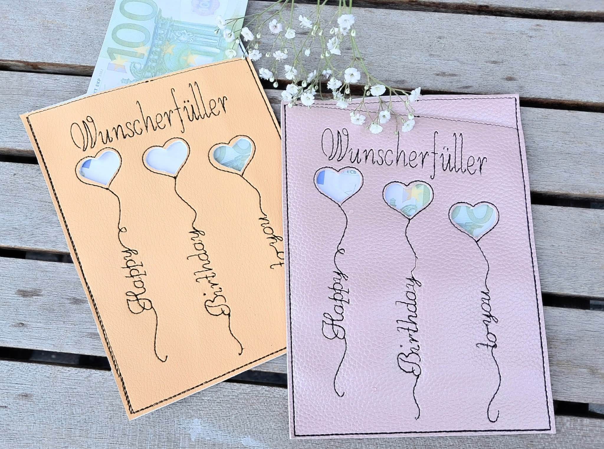 Wunscherfüller ITH 13x18 Stickdatei Geburtstag Geldgeschenk - Sewando