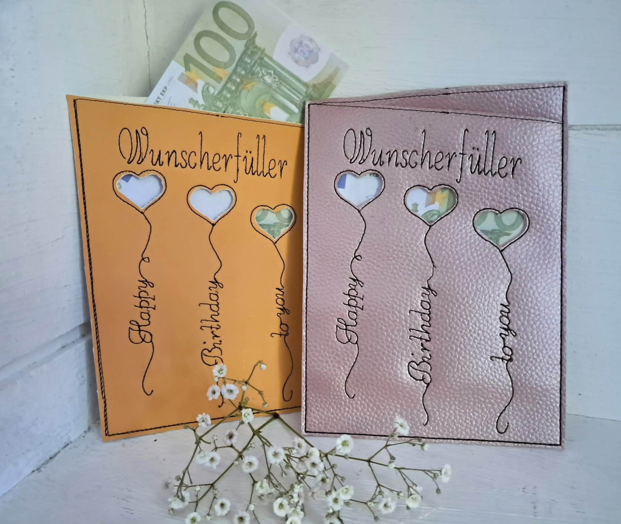 Wunscherfüller ITH 13x18 Stickdatei Geburtstag Geldgeschenk - Sewando