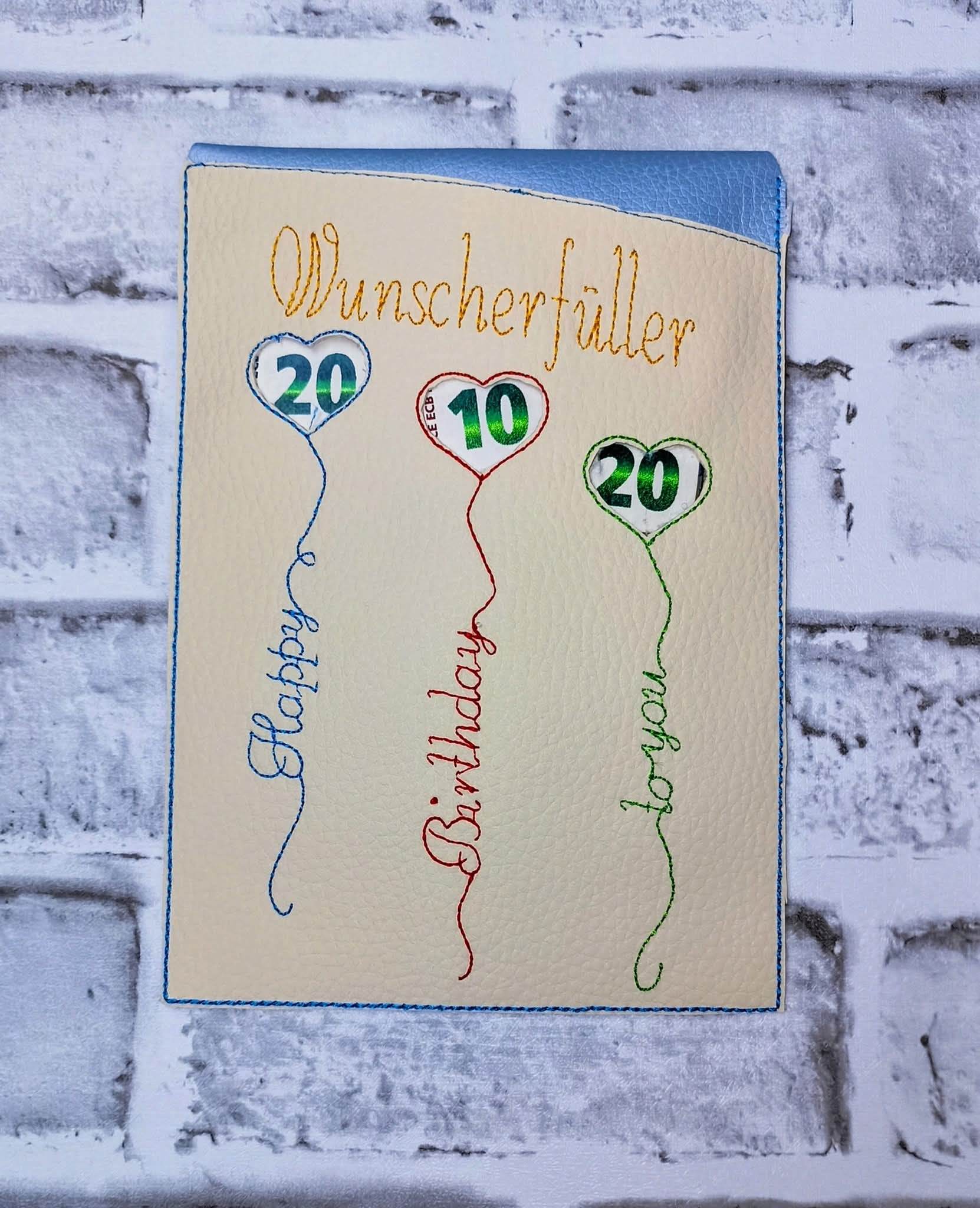 Wunscherfüller ITH 13x18 Stickdatei Geburtstag Geldgeschenk - Sewando