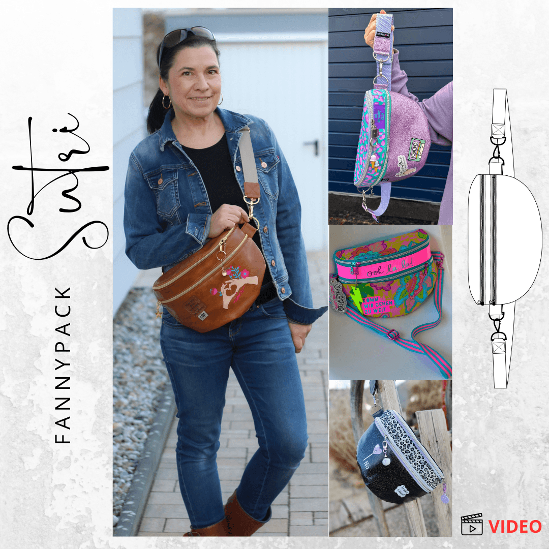 Schnittmuster Crossbag FannyPack SUTRI + Videoanleitung : - Sewando