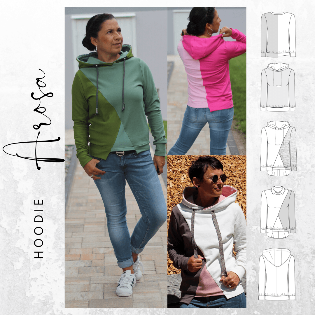 Schnittmuster Hoodie AROSA Gr. XS-XXXL : - Sewando