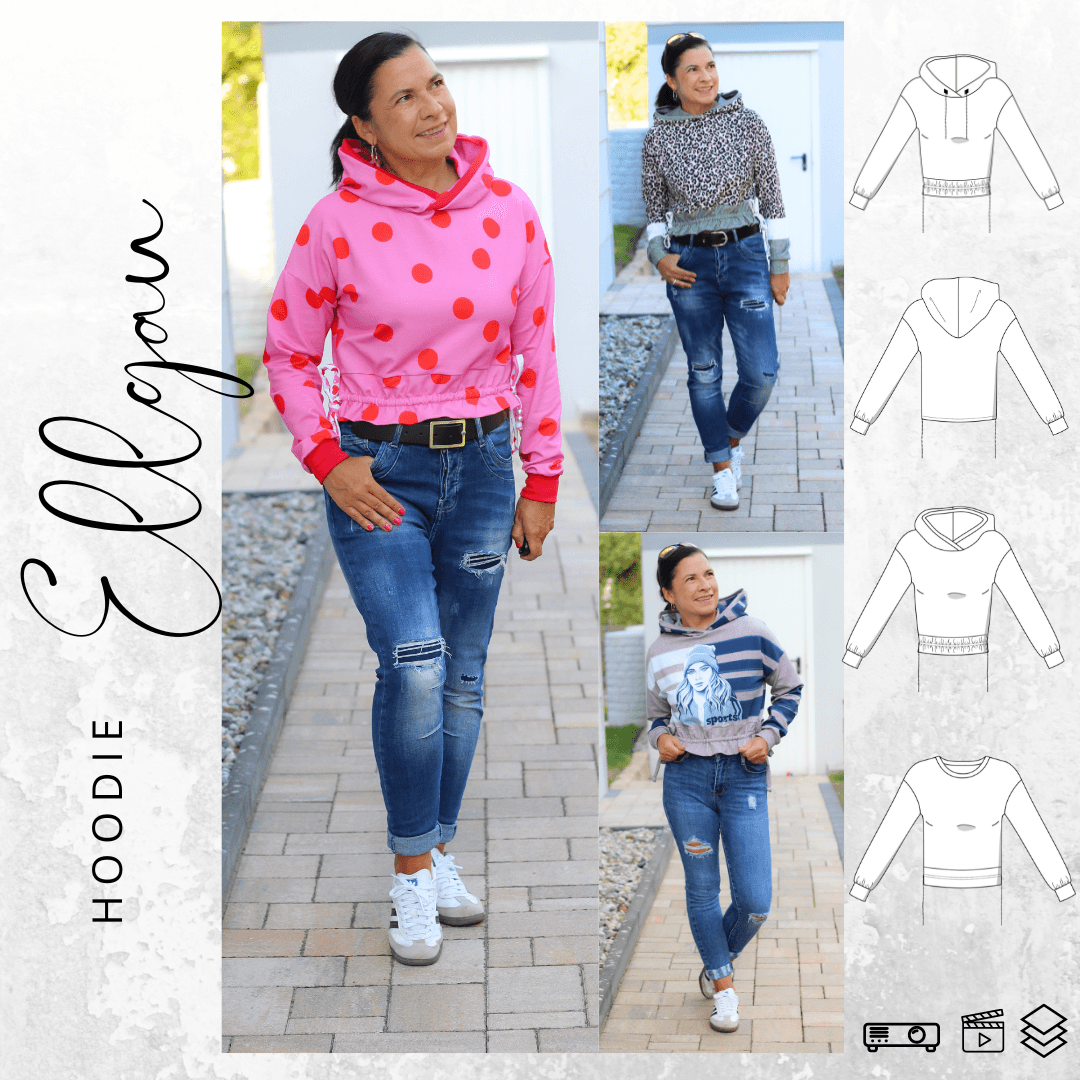 Schnittmuster Hoodie ELLGAU Gr. 34-56 : - Sewando