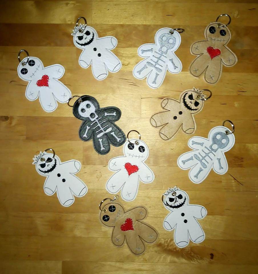 Stickdatei - Anhänger Halloween (Skelett, Voodoo-Puppe, Monster) - Sewando