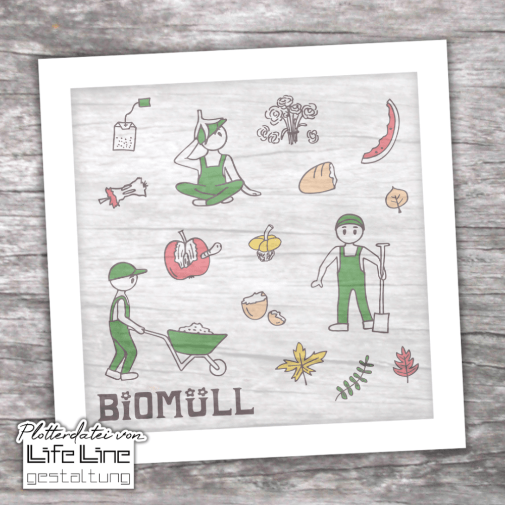 Plotterdatei Müllmännchen BIOMÜLL svg + dxf - Sewando