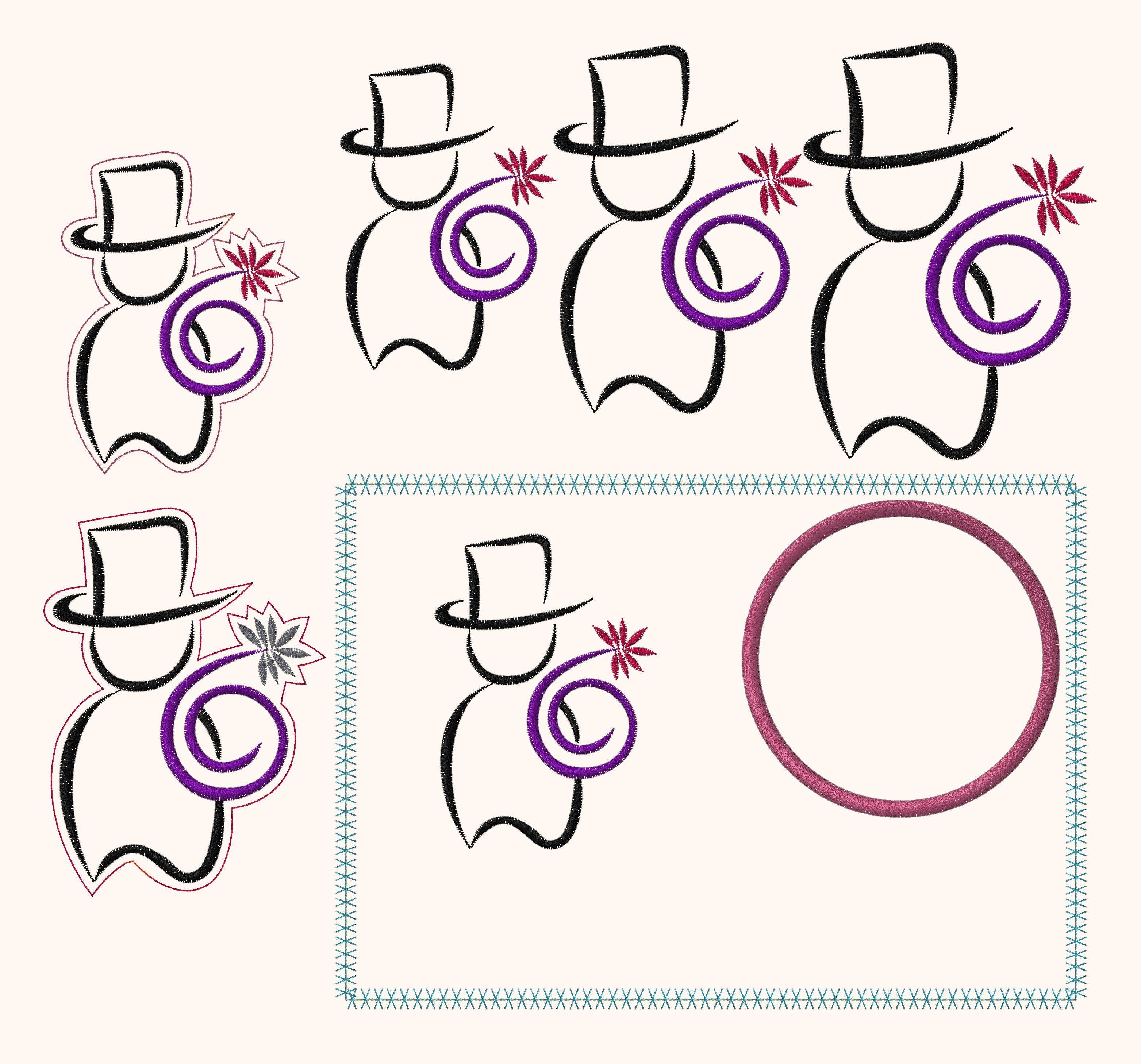 6x Stickdatei Schornsteinfeger Satinstick und ITH - Sewando