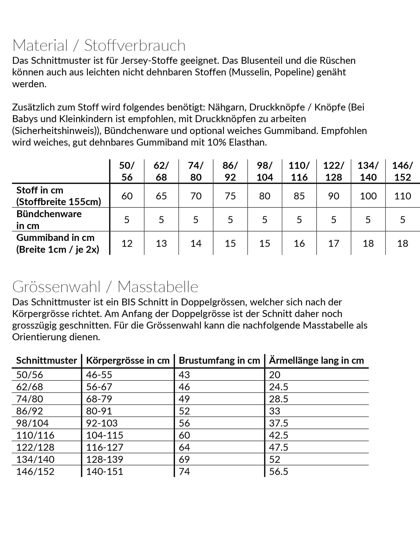 Bluse Félice, Schnittmuster Grösse 50-152 - Sewando