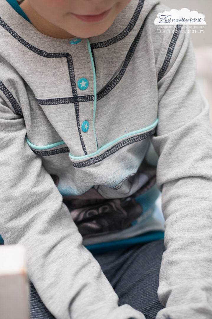Big Swoodie Troyer, Hoodie, Knopfpullover für 105cm-140cm Körpergröße - Sewando