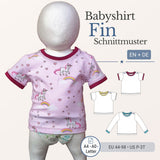 Schnittmuster Fin – Babyshirt mit Knopfleiste aus Jersey Gr. 44-98