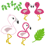 Stickdatei Flamingo Blätter Set - Sewando